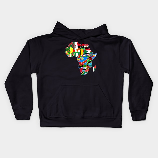 Africa Continent Map with Country Corresponding Flags | African Pride Kids Hoodie by BraaiNinja